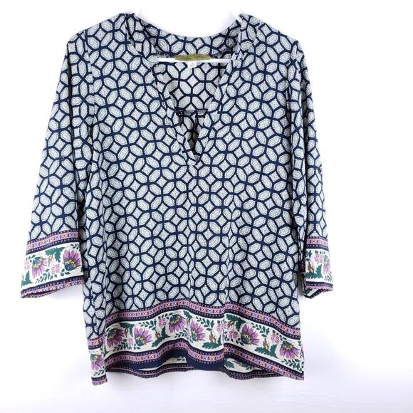 Whisper Boho V Neck 3/4 Sleeve Top Size Small - Picture 1 of 5